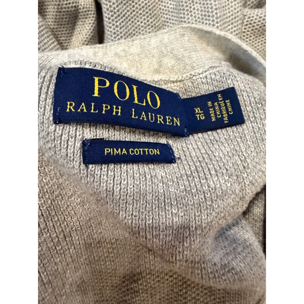 Polo Ralph Lauren Men's Pima‎ Cotton Cardigan Sweater Light Gray XL